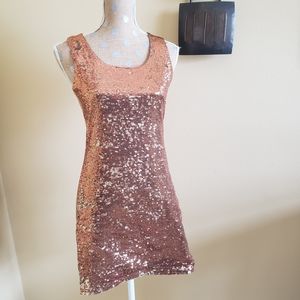 Ya Los Angeles Sparkle Sequin copper gold bodycon dress Holiday new years